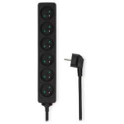 NEDIS napájecí prodlužovací zásuvka/ úhlová/ 6x zásuvka/ černá/ 1,5m