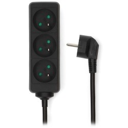 NEDIS napájecí prodlužovací zásuvka/ úhlová/ 3x zásuvka/ černá/ 3m