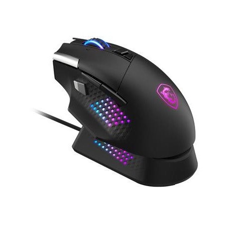 MSI herní myš VERSA PRO Wireless + Mouse Dock PRO/ bezdrátová/ 26.000 dpi/ 2,4GHz/ BT5.3/ USB/ RGB/ 15 tlačítek