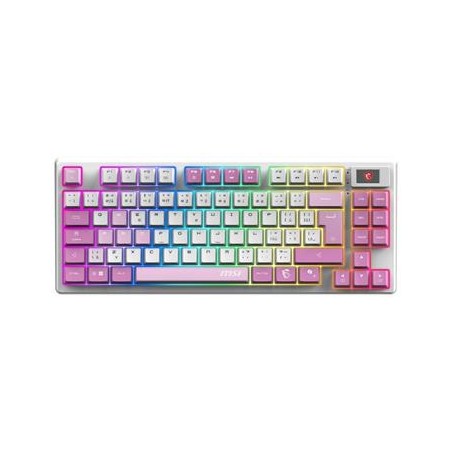 MSI herní klávesnice FORGE GK600 TKL Violet/ bezdrátová 2,4GHz+BT/ mechanická/ RGB/ USB-C/ display/ CZ+SK layout