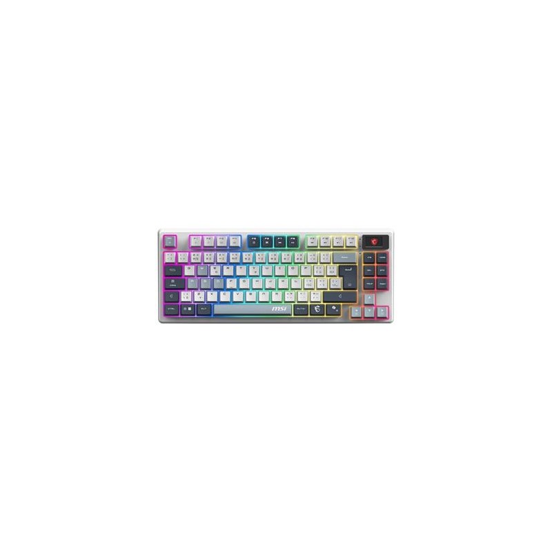 MSI herní klávesnice FORGE GK600 TKL Sky/ bezdrátová 2,4GHz+BT/ mechanická/ RGB/ USB-C/ display/ CZ+SK layout
