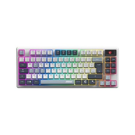 MSI herní klávesnice FORGE GK600 TKL Sky/ bezdrátová 2,4GHz+BT/ mechanická/ RGB/ USB-C/ display/ CZ+SK layout