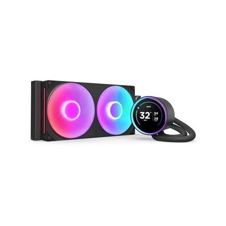 NZXT vodní chladič Kraken 280 ELITE RGB / 2x140mm RGB fan / 4-pin PWM / LCD disp. / 6 let RLKR28EB2