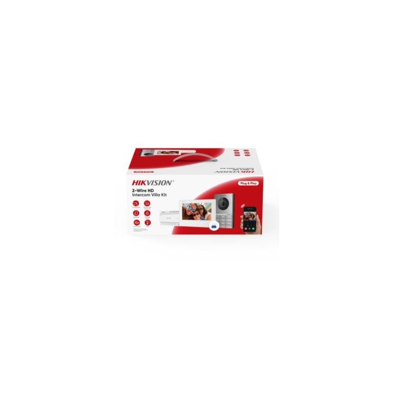 Hikvision Přednastavený kit videotelefonu, 2-drát HD, bytový monitor+dveřní stanice s klávesnicí+zdroj