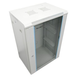 XtendLan 15U/600x600, na zeď, jednodílný, rozložený, skleněné dveře, šedý