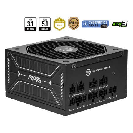 MSI zdroj MAG A750GLS PCIE5/ 750W/ ATX3.1/ akt. PFC/ 7 let celk. záruka/ 135mm fan/ modulární kabeláž/ 80PLUS Gold