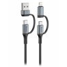 Swissten textilní datový kabel 4in1, 3A, 1,5m černý
