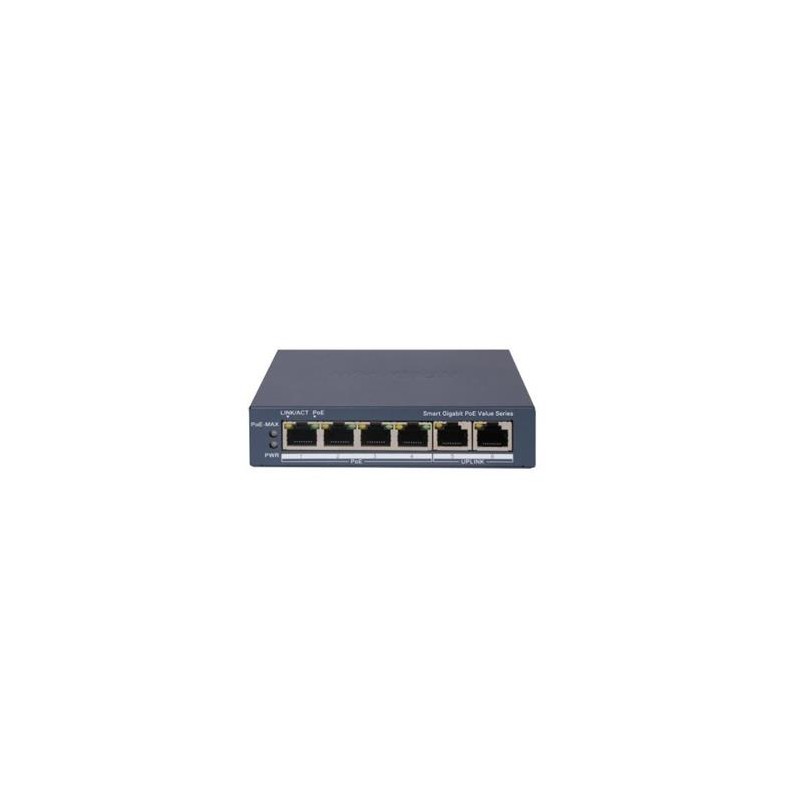 Hikvision DS-3E1506P-EI/M - SMART switch 4 x Gb PoE port, 2x Gb RJ-45 port, 45W