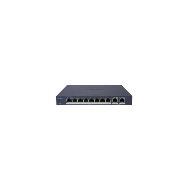 Hikvision DS-3E1510P-EI - Smart managed switch 8x Gb PoE + 2x Gb Uplink RJ-45, 110W, Super PoE - dosah až 300m