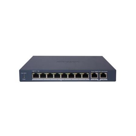 Hikvision DS-3E1510P-EI - Smart managed switch 8x Gb PoE + 2x Gb Uplink RJ-45, 110W, Super PoE - dosah až 300m