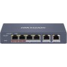 Hikvision DS-3E1106P-EI/M - Smart switch 4x 100TX PoE 2x 100TX uplink, 35W, Super PoE