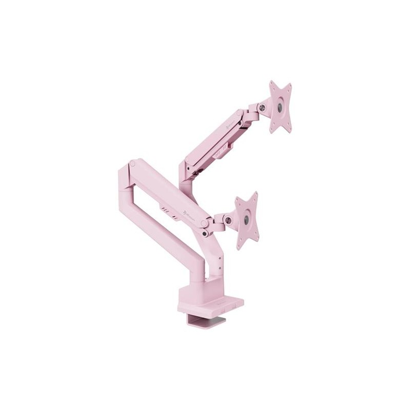 AROZZI ALZARE NEO DUO Pink/ stolní držák pro 2 monitory/ plynový píst/ kovový/ růžový