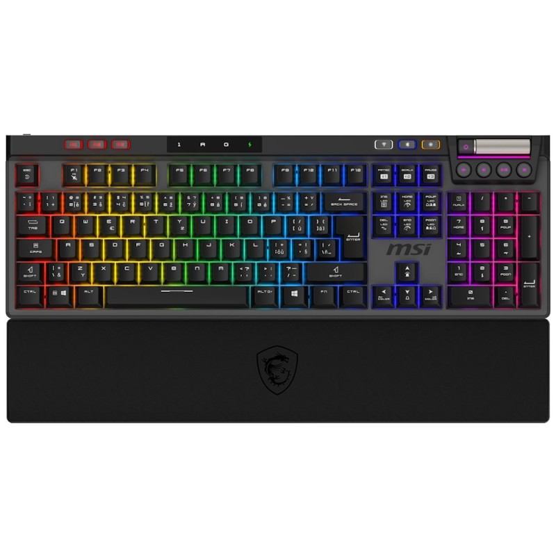 MSI herní klávesnice STRIKE PRO Wireless Silent/ bezdrátová 2,4GHz+BT/ mechanická/ RGB/ USB/ předložka/ CZ+SK layout
