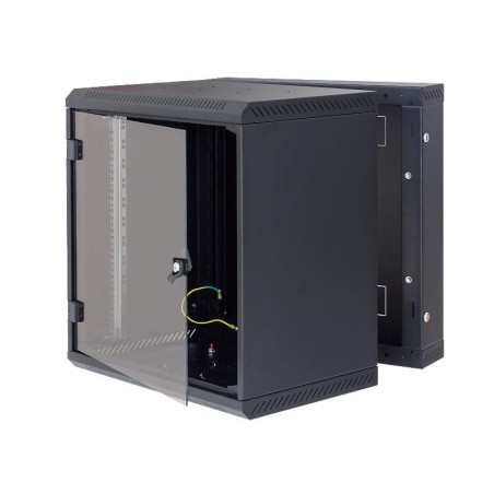 Triton 19" rozvaděč dvoudílný 12U/500mm vylamovací otvor pro ventilátor, černý