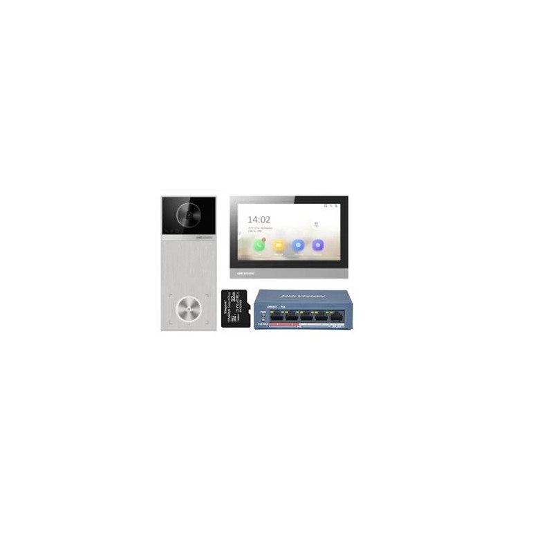 Hikvision KIT IP videotelefonu, dveřní stanice + bytový monitor + switch DSKIS613S