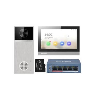Hikvision KIT IP videotelefonu, dveřní stanice + bytový monitor + switch DSKIS613S