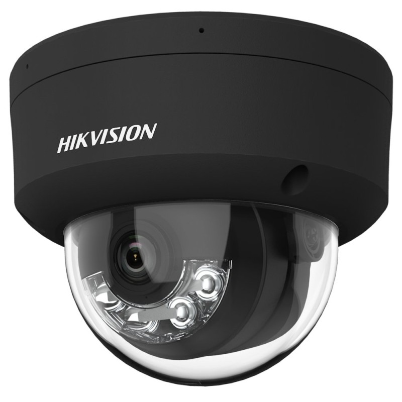Hikvision 4MPix IP Dome Smart Hybrid Light AcuSense kamera LED/IR 30m, audio, alarm, IP67, IK10, černá
