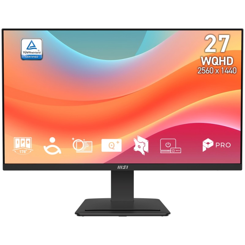 MSI PRO MP273Q E7/ 27"/ 2560x1440/ IPS/ 4ms/ 75Hz/ 250cd/m2/ 1000:1/ HDMI/ DP/ VESA/ černý