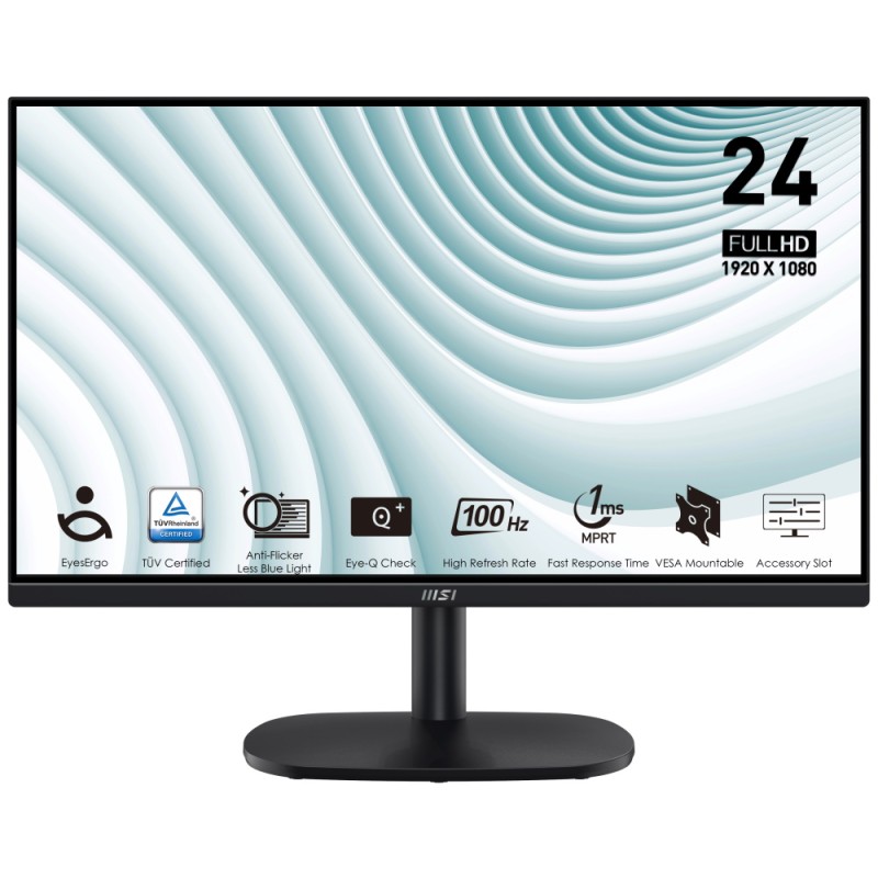 MSI PRO MP245V/ 24"/ 1920x1080/ VA/ 4ms/ 100Hz/ 300cd/m2/ 4000:1/ HDMI/ VESA/ černý