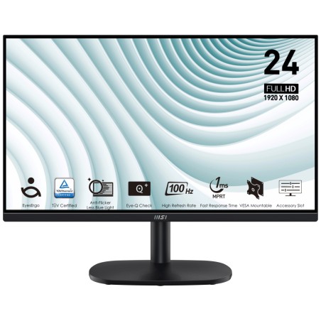 MSI PRO MP245V/ 24"/ 1920x1080/ VA/ 4ms/ 100Hz/ 300cd/m2/ 4000:1/ HDMI/ VESA/ černý