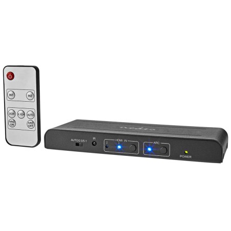 NEDIS HDMI extraktor/ 2x HDMI vstup/ TosLink zásvuka/ 1x 3.5 mm/ 1x HDMI výstup/ 2x RCA/ 4K@60Hz/ 18 Gbps/ kov/ antraci
