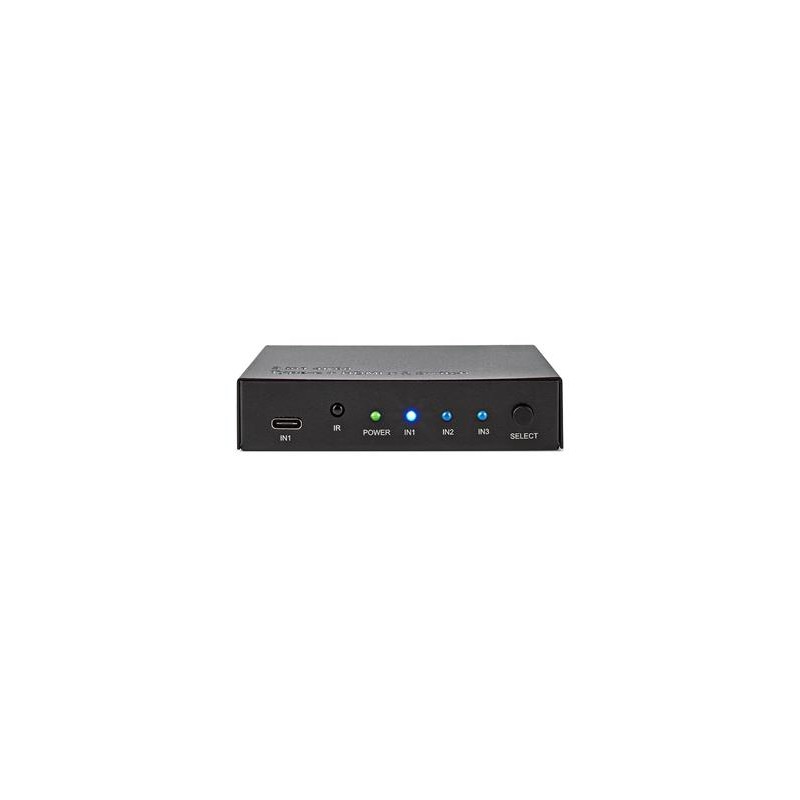 NEDIS HDMI přepínač/ 1x USB-C/ 2x HDMI vstup/ 1x HDMI výstup/ 4K@60Hz/ 18.0 Gbps/ kov/ antracit