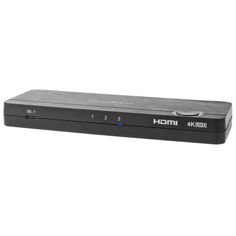NEDIS HDMI převodník/ USB-C zásuvka/ 2x HDMI vstup/ 4x USB-A zásuvka/ 1x HDMI výstup/ 1cestný/ 4K@60Hz/ 18 Gbps/ ABS/ a