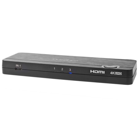 NEDIS HDMI převodník/ USB-C zásuvka/ 2x HDMI vstup/ 4x USB-A zásuvka/ 1x HDMI výstup/ 1cestný/ 4K@60Hz/ 18 Gbps/ ABS/ a