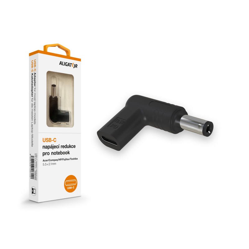 Aligator USB-C napájecí redukce 5,5 x 2,1 mm pro notebooky Acer/Compaq/HP/Fujitsu/Toshiba