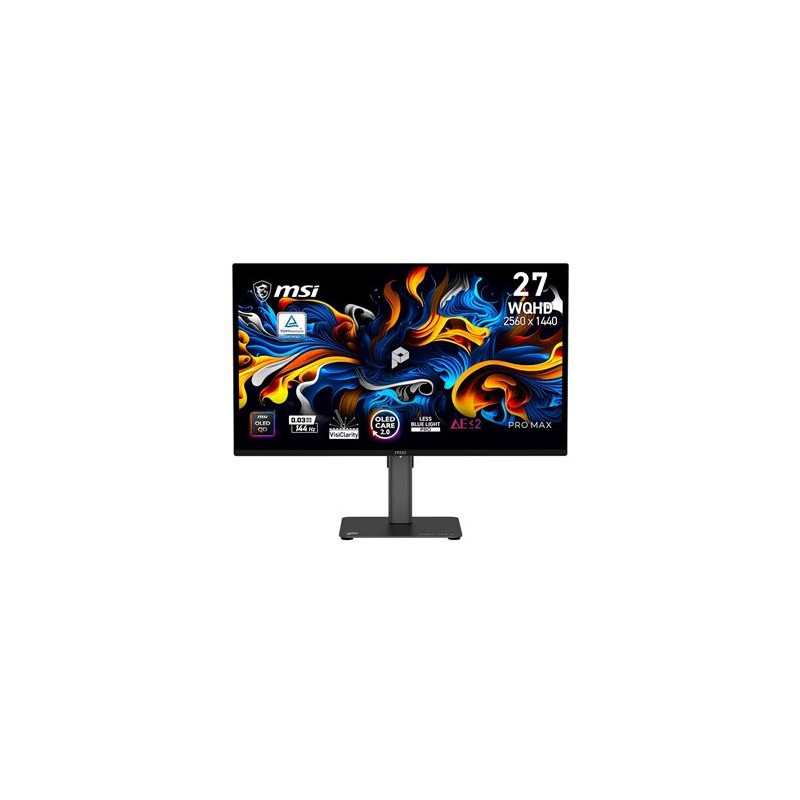 MSI Gaming PRO MAX 271QPX14G/ 27"/ 2560x1440/ OLED/ 0,03ms/ 144Hz/ 200cd/m2/ 1500000:1/ HDMI/ DP/ VESA/ černý