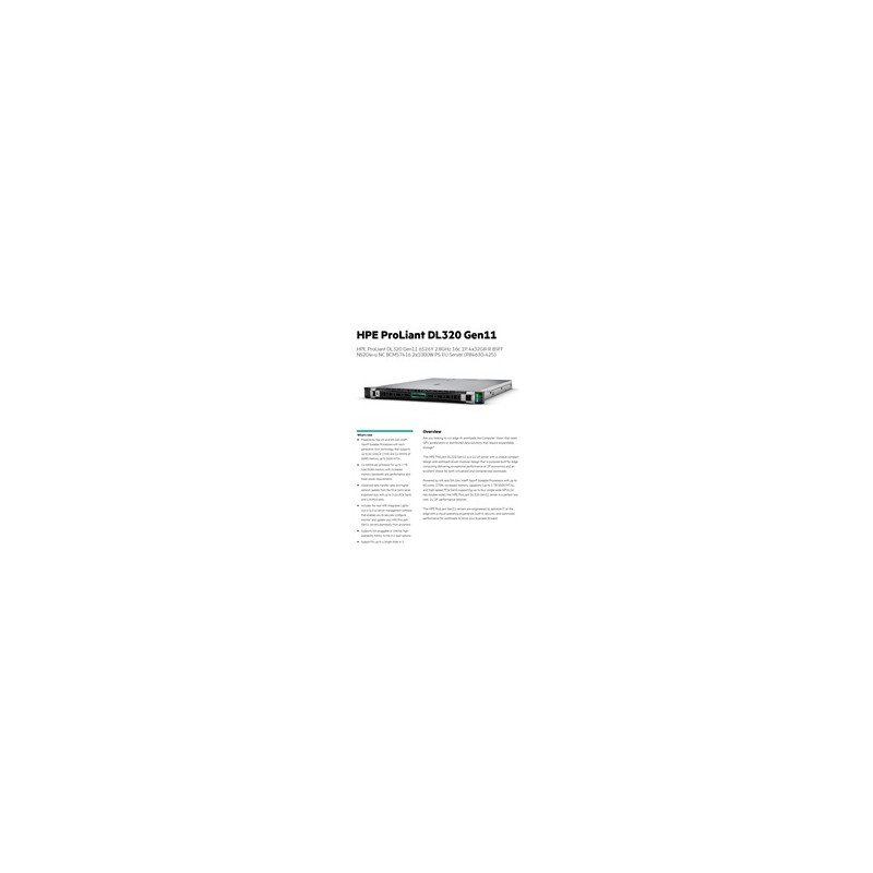 HPE PL DL320g11 6526Y (2.8/16C) 4x32G (p64706) 8SFF NS204(2x480G) 2x1000W 2p10GT 7F Smart Choice