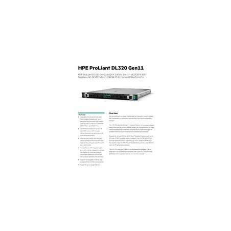 HPE PL DL320g11 6526Y (2.8/16C) 4x32G (p64706) 8SFF NS204(2x480G) 2x1000W 2p10GT 7F Smart Choice