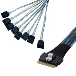 ARECA int. SlimlineSAS x8 SFF-8654 straight to 8x SATA + 2x sideband cable, 75cm KABSLX88SATA075
