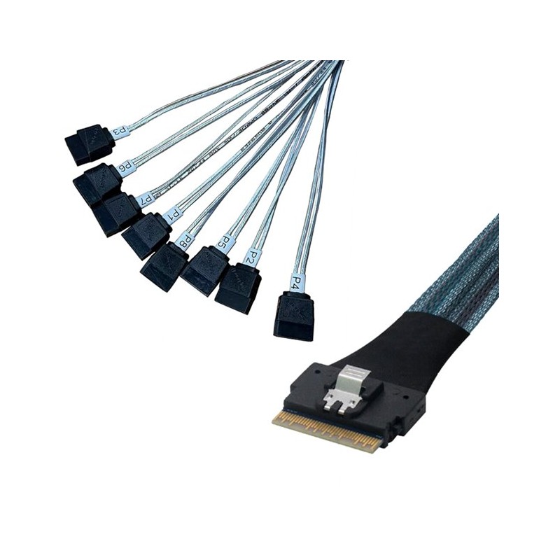 ARECA int. SlimlineSAS x8 SFF-8654 straight to 8x SATA + 2x sideband cable, 75cm KABSLX88SATA075