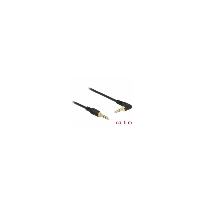 Delock Kabel Stereo Jack 3,5 mm 3 pin samec samec pravoúhlý 5 m černý