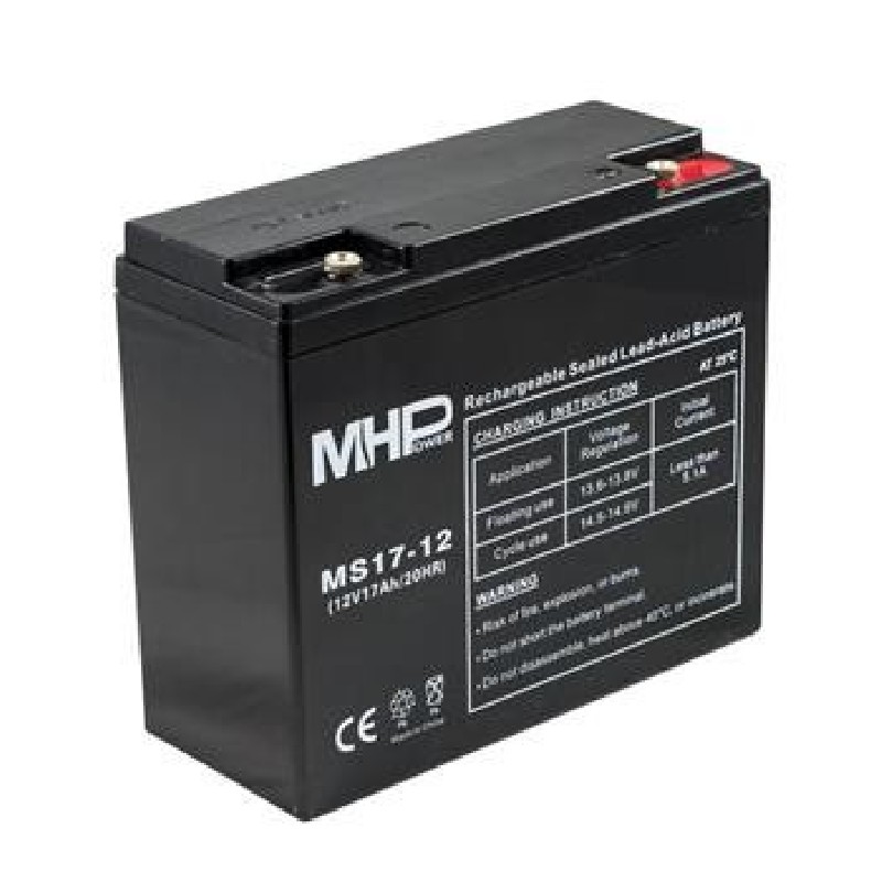 MHPower MS17-12 olověný akumulátor AGM 12V/17Ah, Terminál T1 - M6