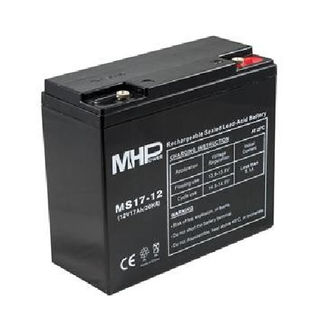MHPower MS17-12 olověný akumulátor AGM 12V/17Ah, Terminál T1 - M6