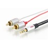 Ednet Audio connection cable, stereo 3.5mm - 2x RCA M/M, 5.0m, CCS, shielded, cotton, gold, si/bl