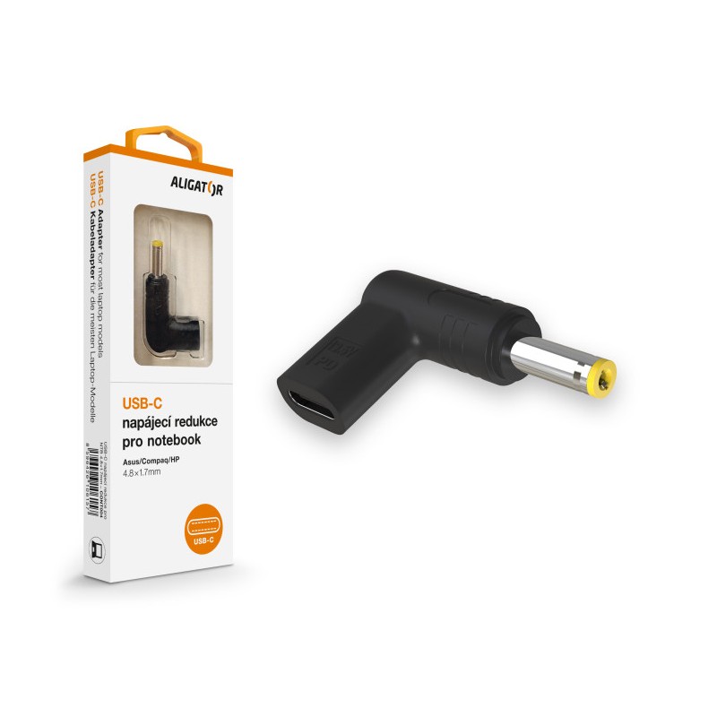 Aligator USB-C napájecí redukce 4.8*1.7mm pro notebooky Asus/Compaq/HP