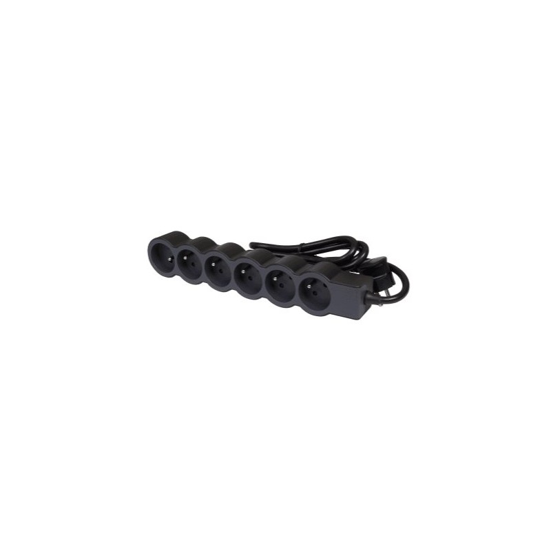 LEGRAND Revolution prodlužovací přívod 6x2P+T, kabel 3m, černo-šedá