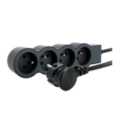 LEGRAND Revolution prodlužovací přívod 4x2P+T, kabel 3m, černo-šedá