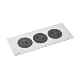 Legrand - Incara™ Disq'In - Zapuštěný zásuvkový blok 2x2P+T/USB A+C, černá, kabel 2m, bez rámečku!