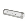 LEGRAND Revolution zásuvkový blok rohový 3x2P+T/USB A+C, bez kabelu, bílá-hliník