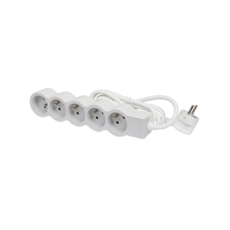 LEGRAND Revolution prodlužovací přívod 5x2P+T, kabel 1,5m, bílá-světlé šedá