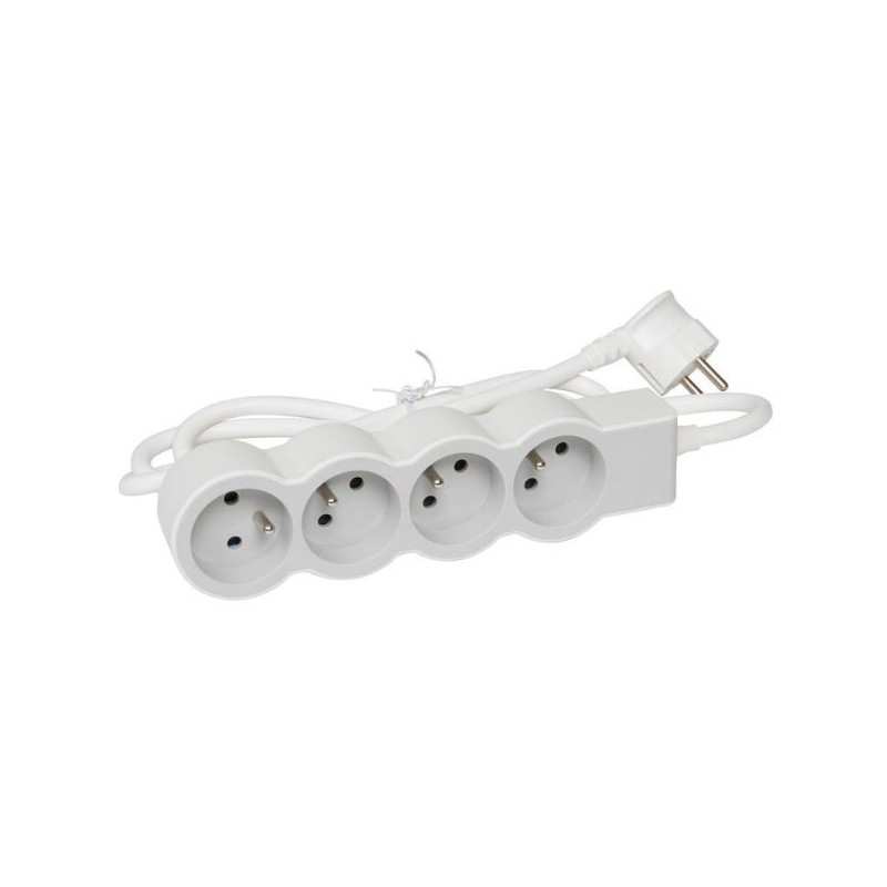 LEGRAND Revolution prodlužovací přívod 4x2P+T, kabel 3m, bílá-světlé šedá