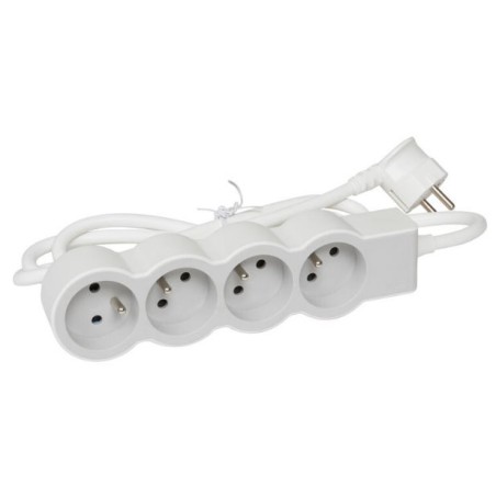 LEGRAND Revolution prodlužovací přívod 4x2P+T, kabel 3m, bílá-světlé šedá
