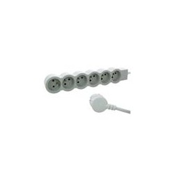 LEGRAND Revolution prodlužovací přívod 6x2P+T, kabel 1,5m, bílá-světlé šedá