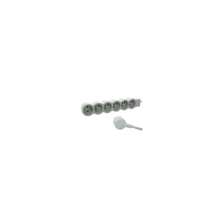 LEGRAND Revolution prodlužovací přívod 6x2P+T, kabel 1,5m, bílá-světlé šedá