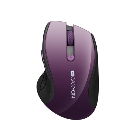 CANYON myš 2,4Ghz bezdrátová CMSW01, 1000/1200/1600 dpi, 6 tlačítek, blue LED senzor, fialová