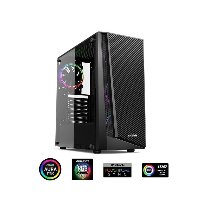 1stCOOL RAINBOW 3 EVO, skrinka ATX, 2x ARGB LED fan, USB3.0, čierna